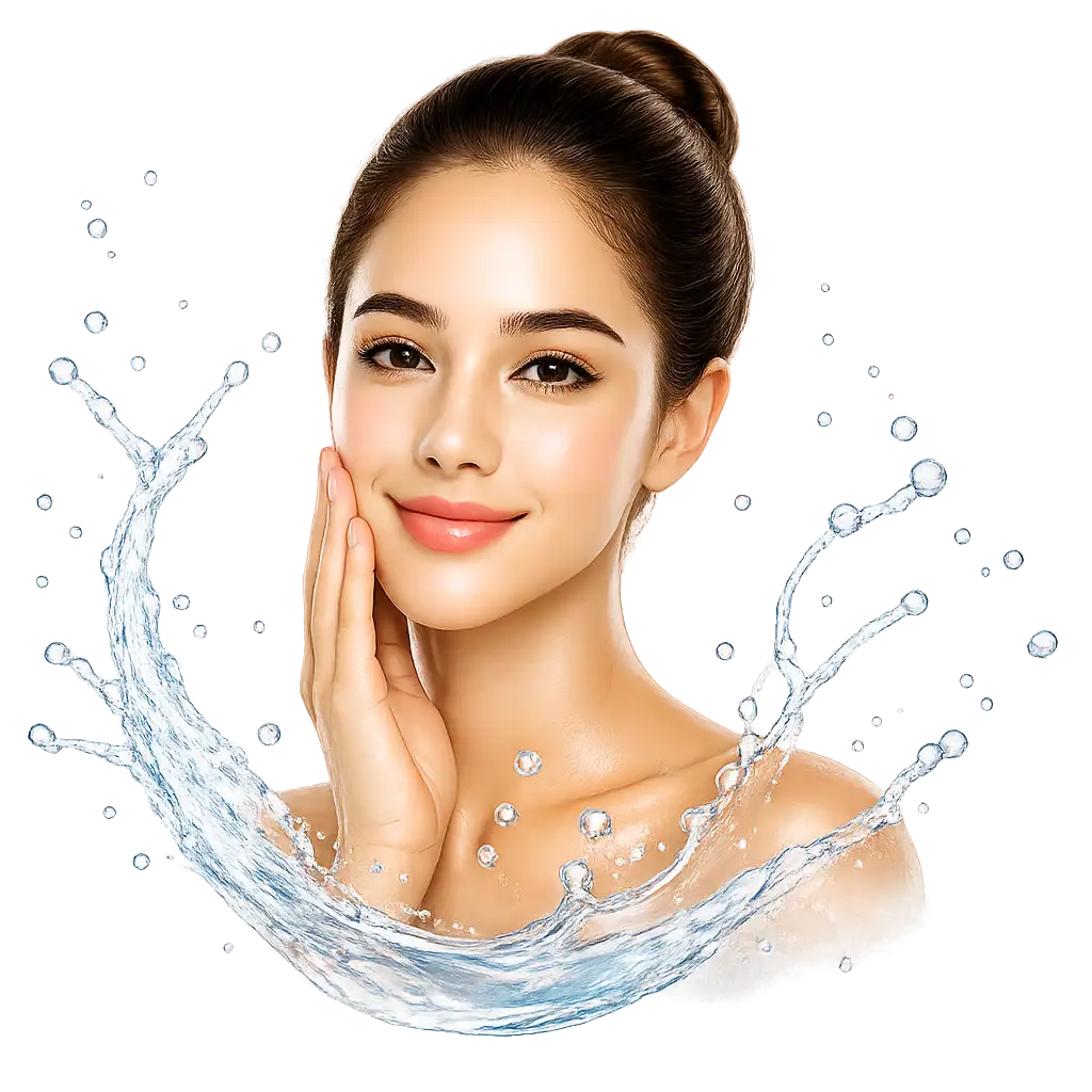Woman with radiant hydrated skin using AFCARE® skincare products