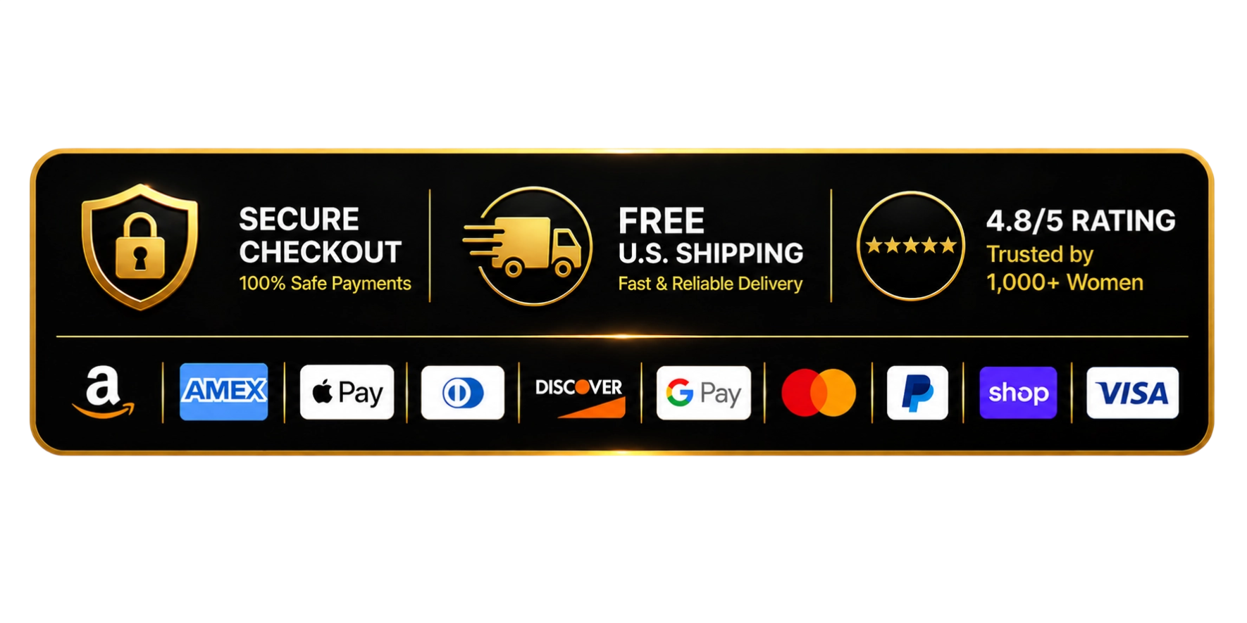 AFCARE® secure checkout banner with free U.S. shipping, trusted customer rating, and supported payment methods