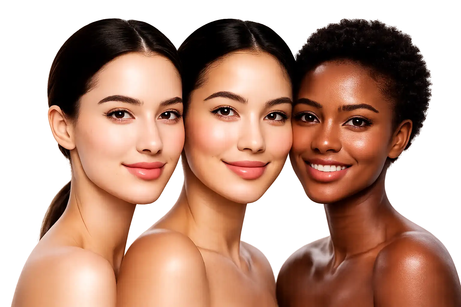 Women with different skin tones using AFCARE® skincare for radiant-looking skin
